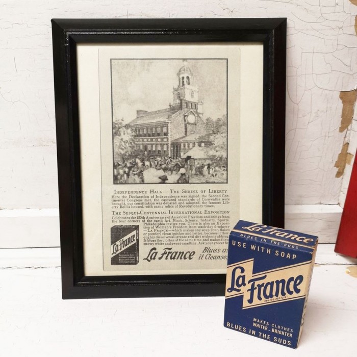 Boîte et cadre savon vintage La France Blues